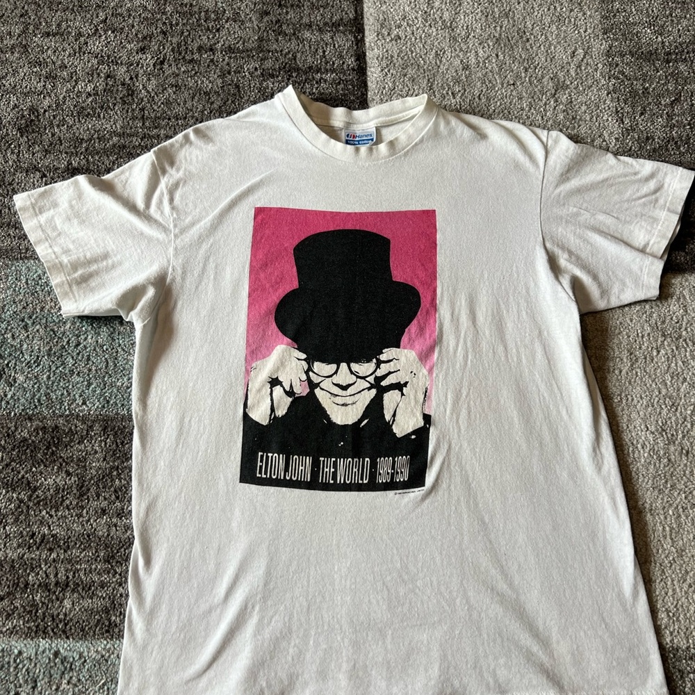 Vtg 80’s Elton John 1989 1990 The World Tour Concert T Shirt XL Made In USA - Picture 2 of 12